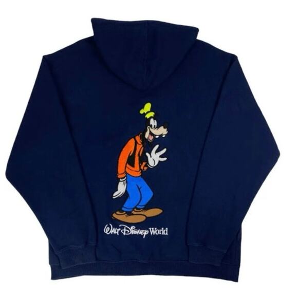 Vintage Y2K Walt Disney World Goofy Zip Hoodie Men’s Medium Navy - Picture 2 of 2